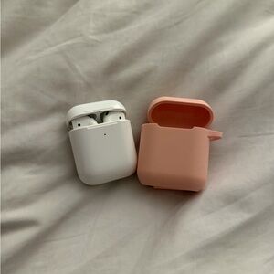 Apple Wireless AirPods with Dual Charging Cases - White and Pink